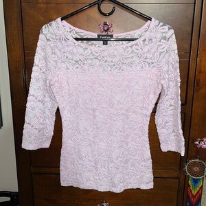 Bebe Women's Lavender Lace Shirt size XS